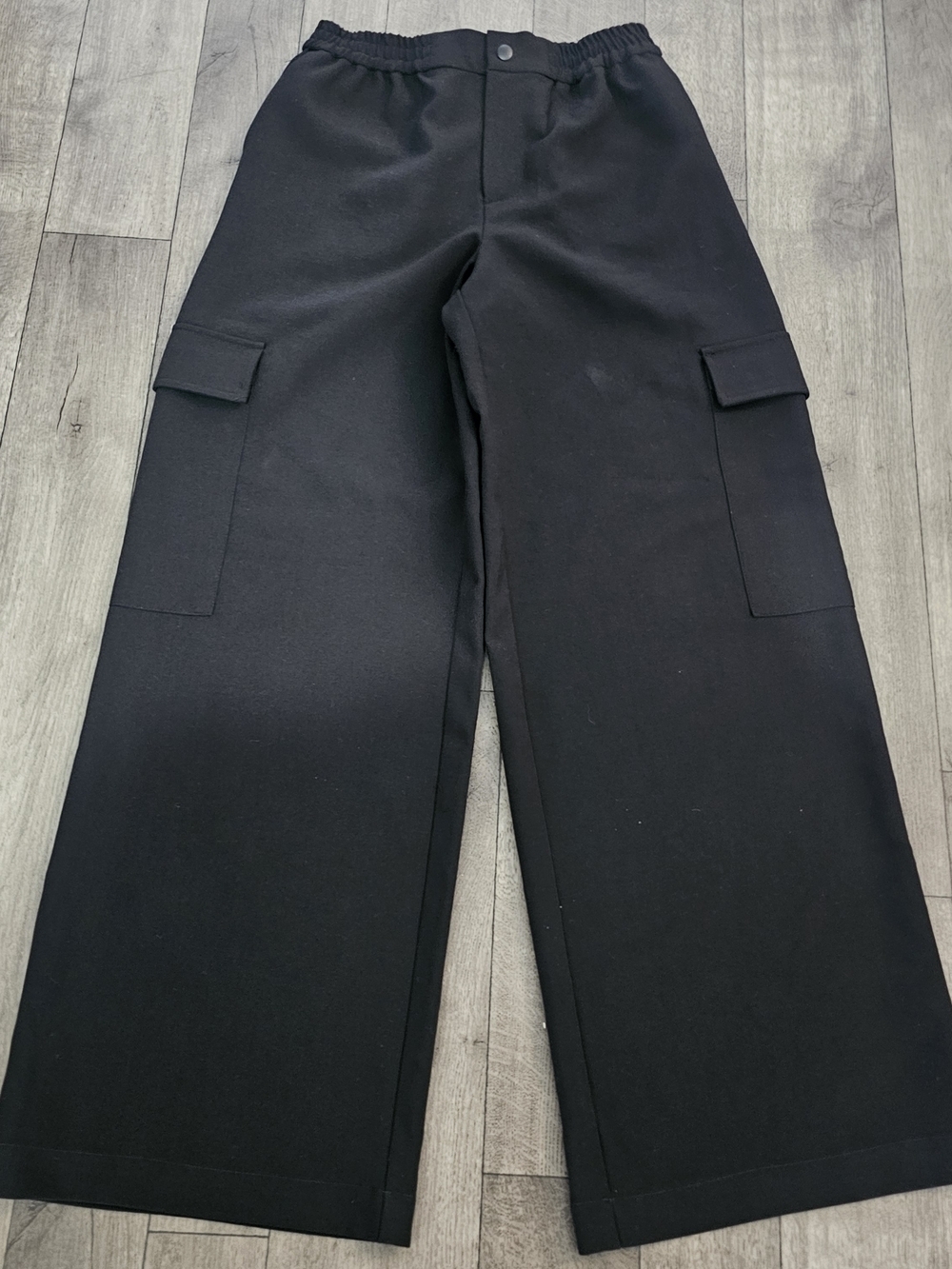 Wayf Black Wide-Leg Cargo Pants Streetwear Gorpcore Y2k Clean Girl{Bx13}